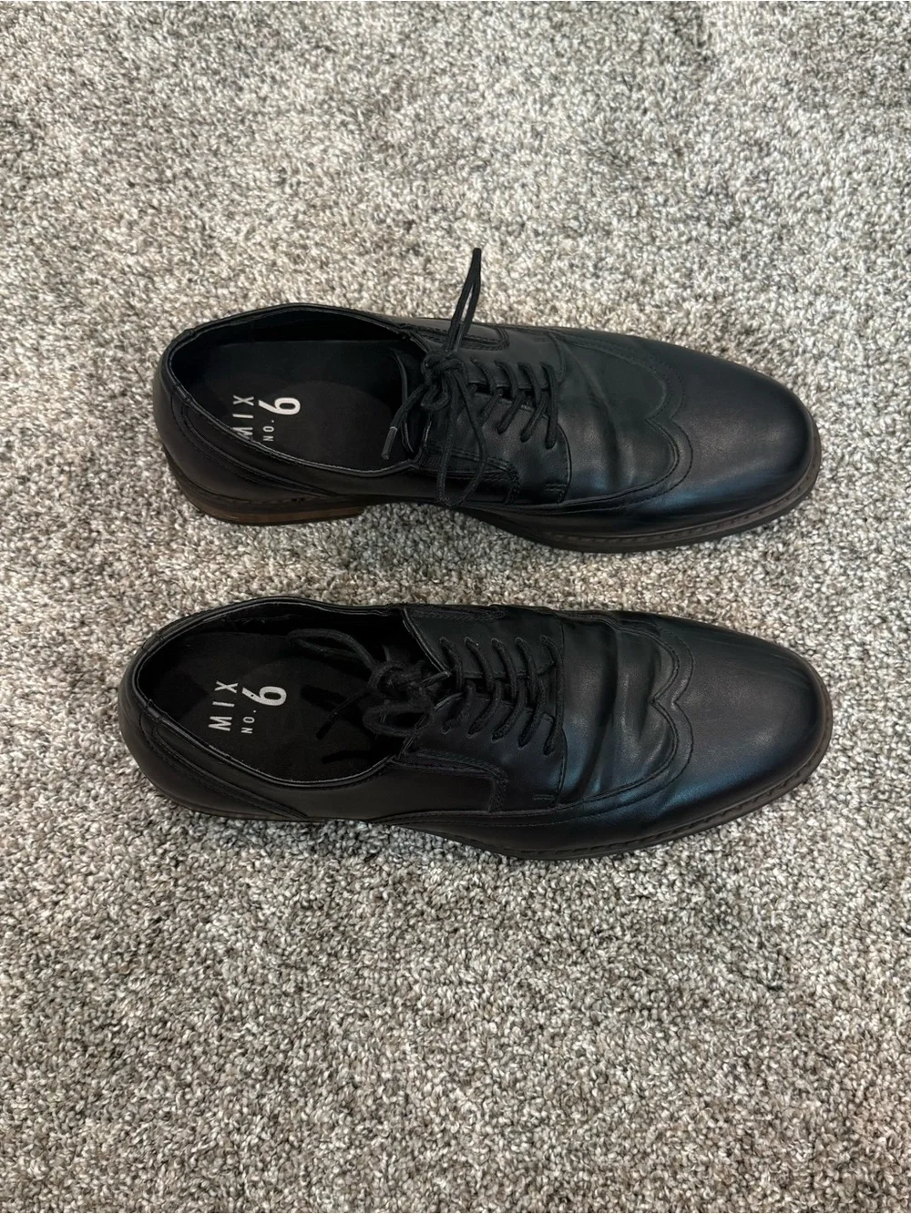 Mix No. 6 Black Leather Wingtip Derby Shoes
